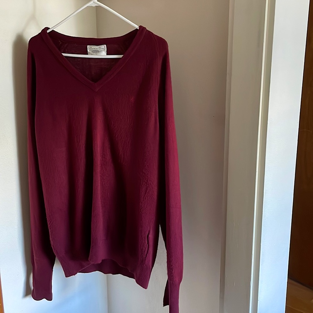 Vintage Christian Dior Pullover - Burgundy, Size: L